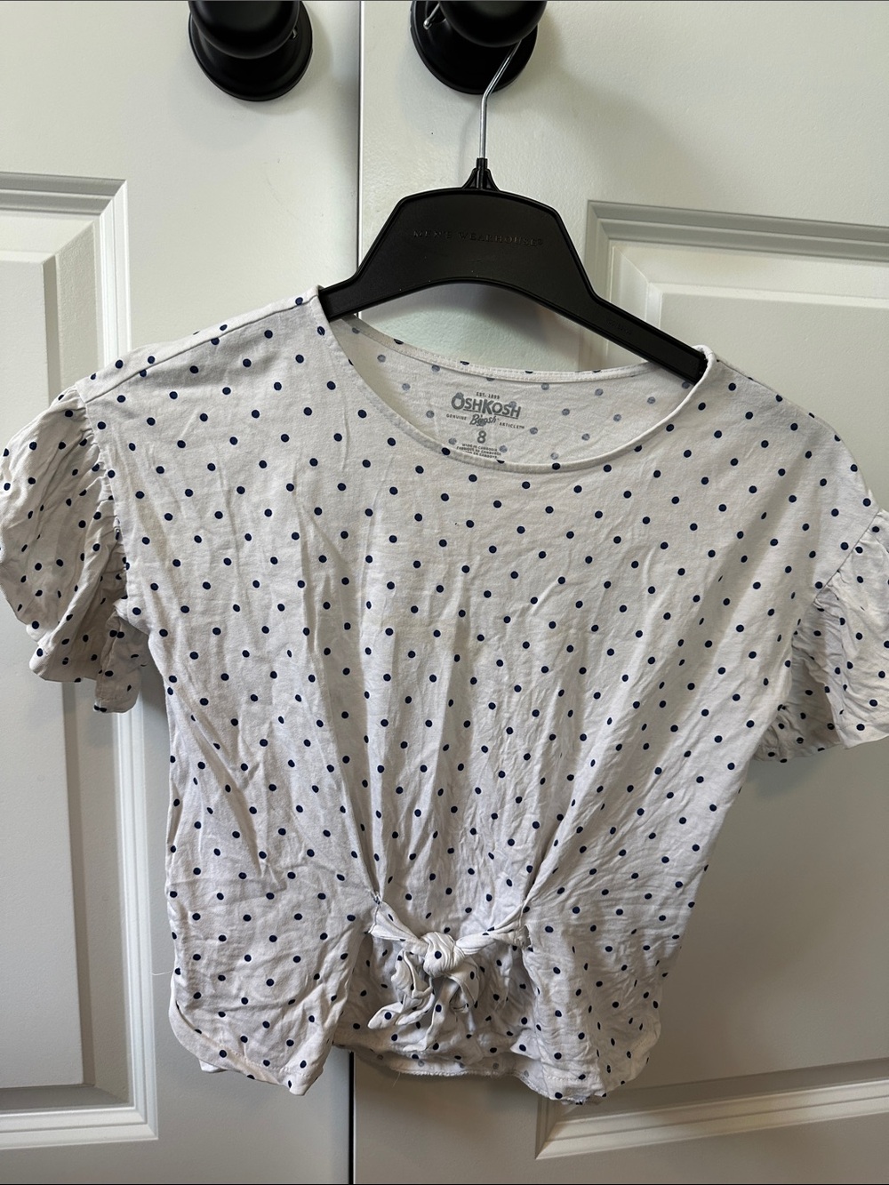OshKosh B'gosh White Polka Dot Tie-Front Crop Top
